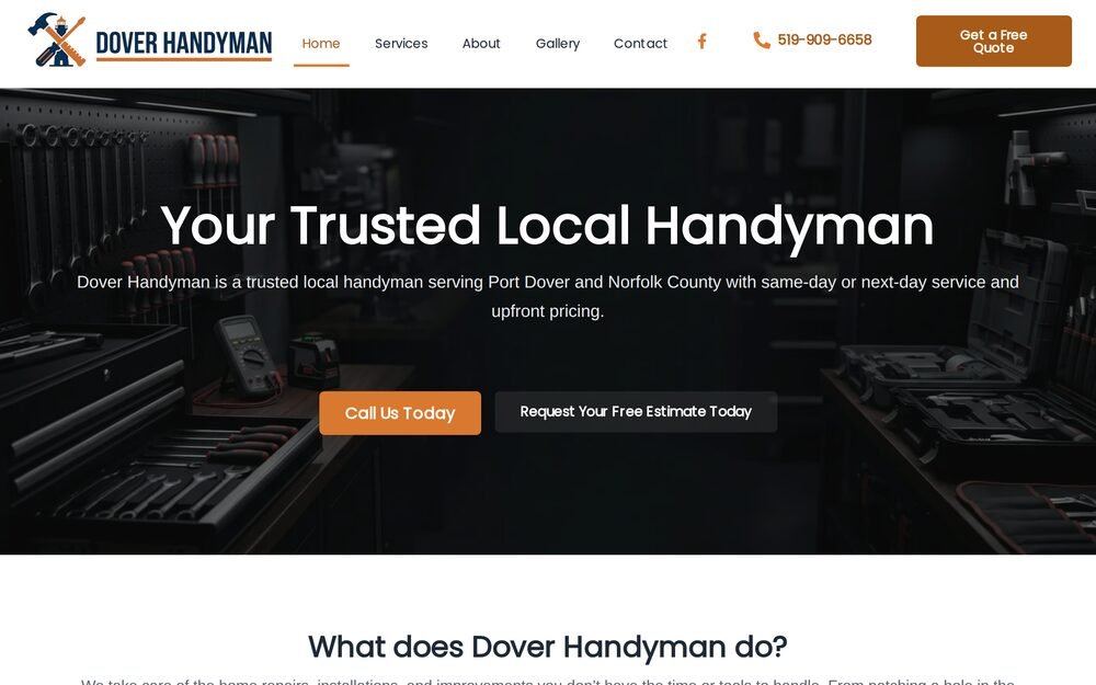 Screenshot of the doverhandyman.ca home page