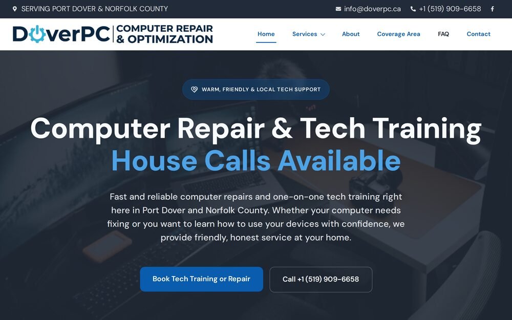 Screenshot of the doverpc.ca home page